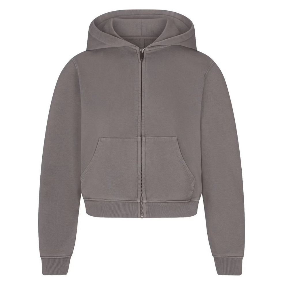 Skims Boyfriend Fleece Zip Up Hoodie Shadow Grey TP-SCL-11094W Large